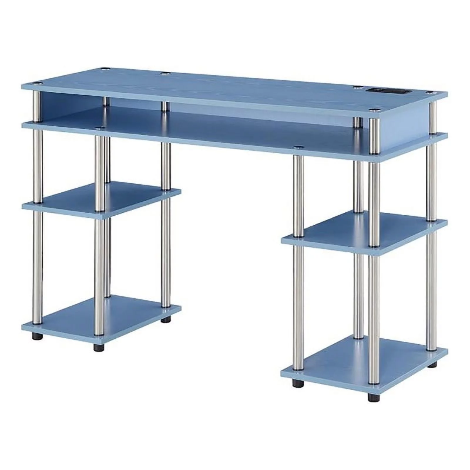 UrbanPro Contemporary Wood Student Desk with Charging Station in Baby Blue