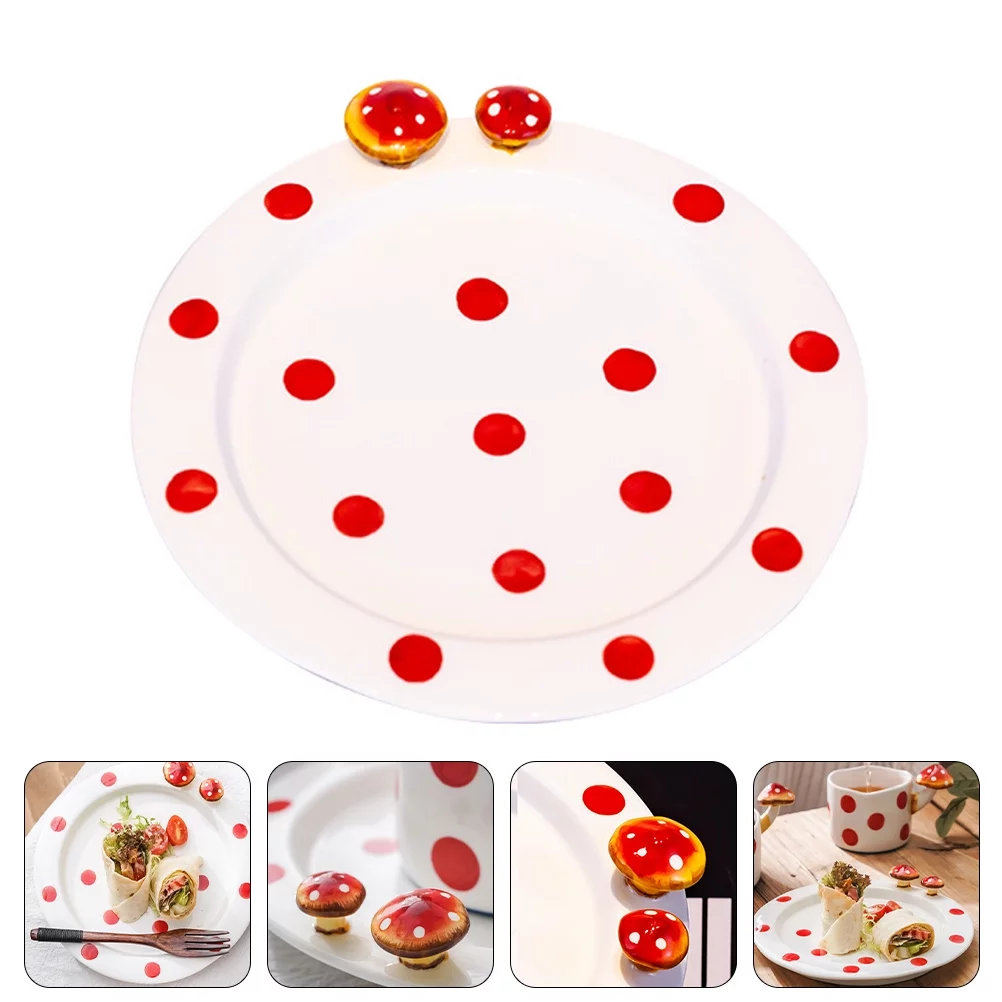 Hand-painted Ceramic Plate Stereo Mushroom Bread Plate Salad Dish Tableware