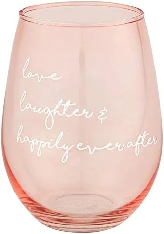 Creative Brands Stemless Wine Glass, 20-Ounce, Love Laugher