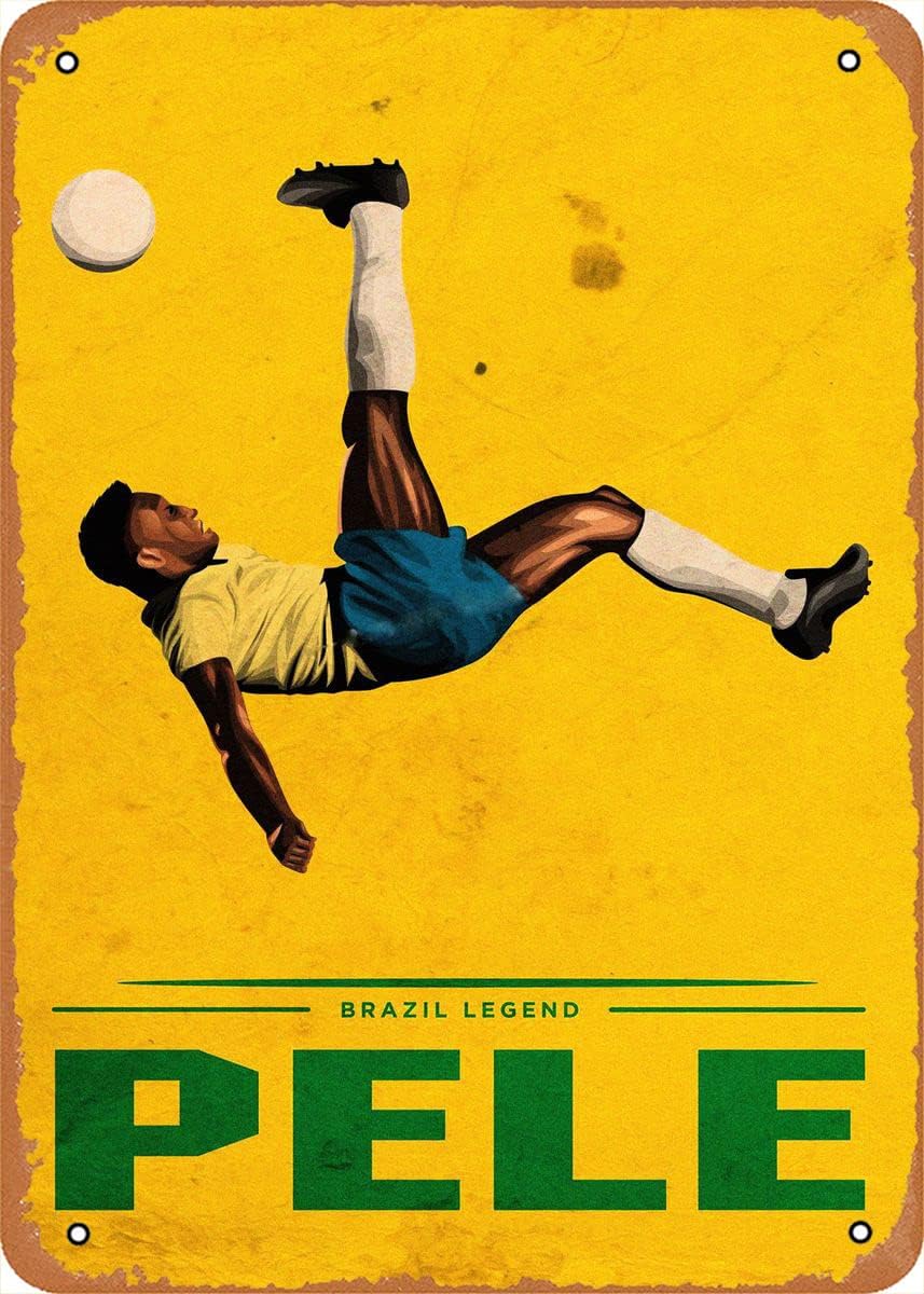 Pele Metal Tin Sign 8 x 12 in Sport Player Vintage Poster Man Cave Decorative