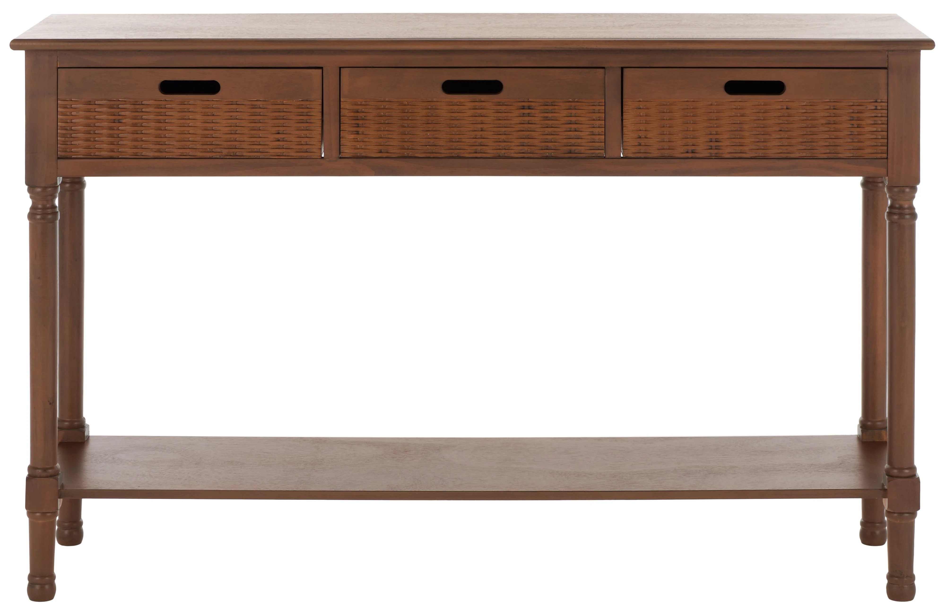 SAFAVIEH Landers 3-Drawer Rustic Brown Wood Rectangle Console Table (47.3 in. W x 13 in. D x 29.5 in. H)