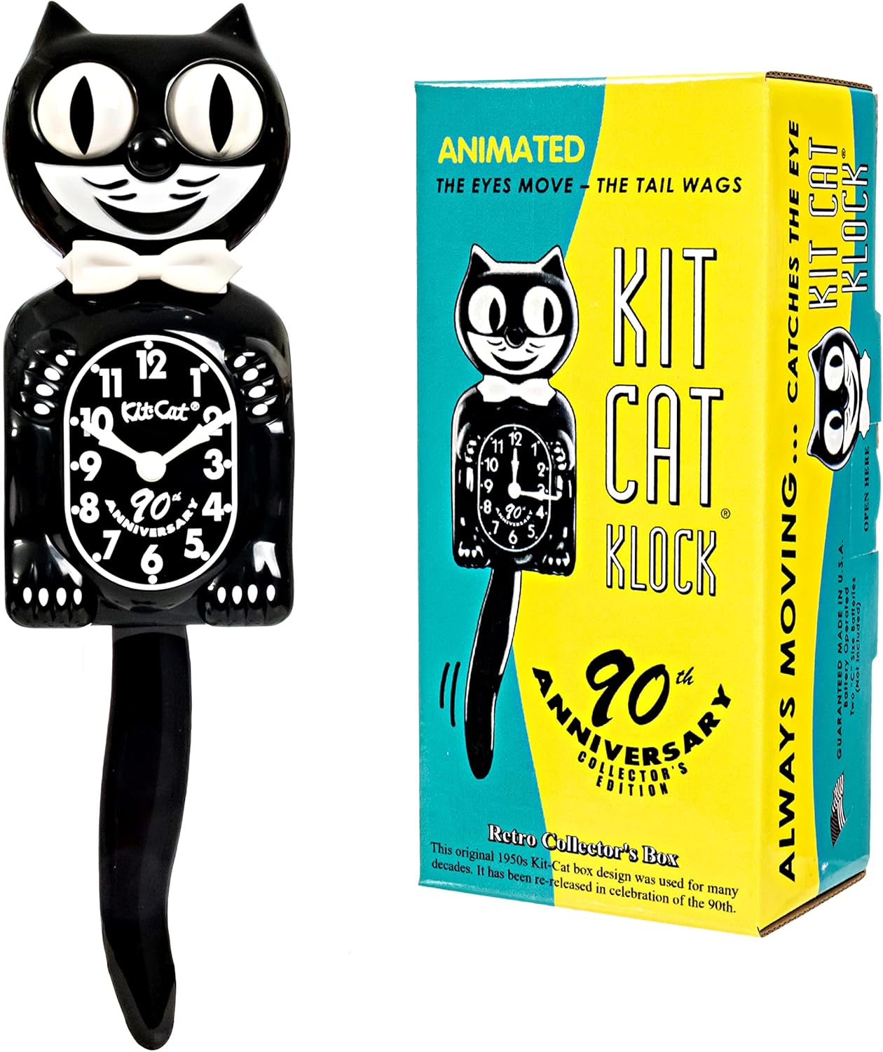 KIT CAT Klock Official 90th Anniversary Black with 1950s Collectors Box