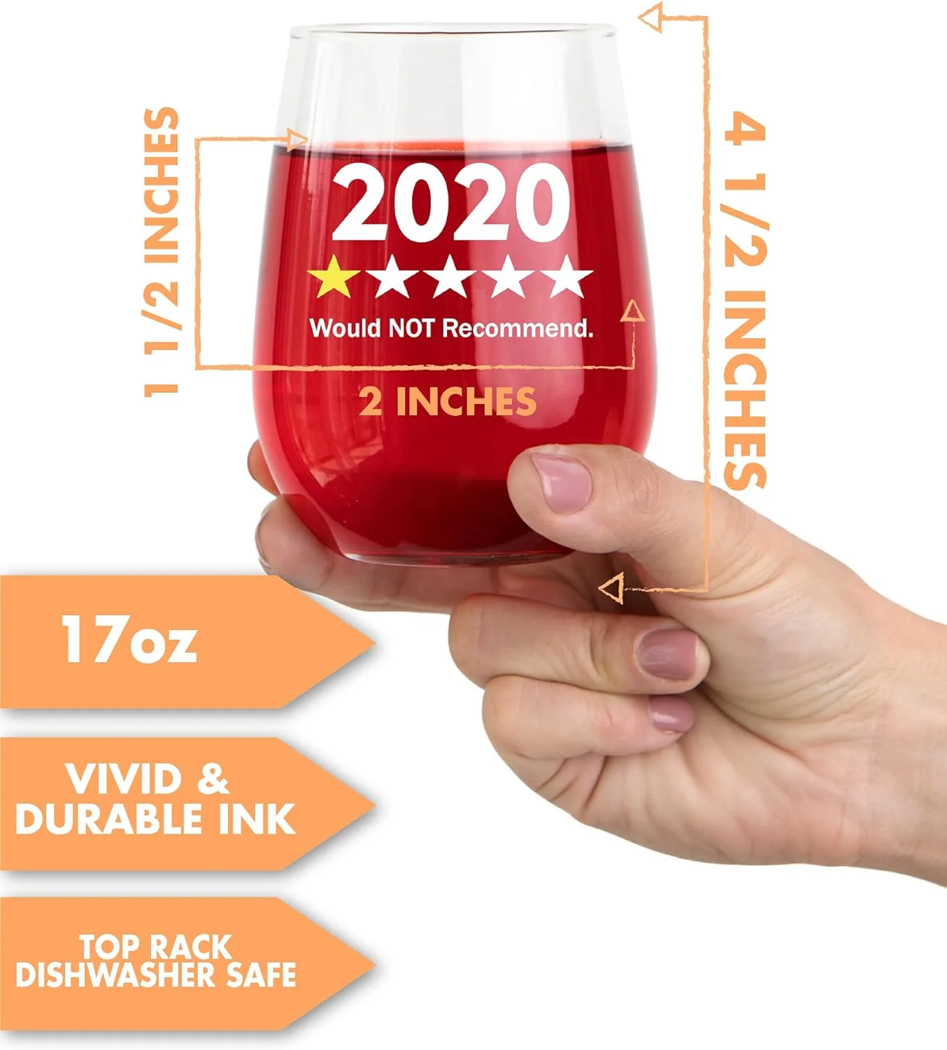 Funny Wine Glass Gift- 17 Oz Stemless Wine Glass (1 PC - 2020 )