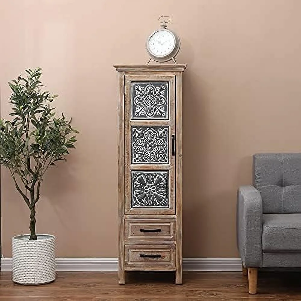 HJZUINIUNIU LuxenHome Pallet Sliding Door Wood  Cabinet  Modern Farmhouse Sliding Single Slat Door  Console  Coffee Table with Shelves Inside for Kitchen Living Room Bedroom  32 inch  Whi