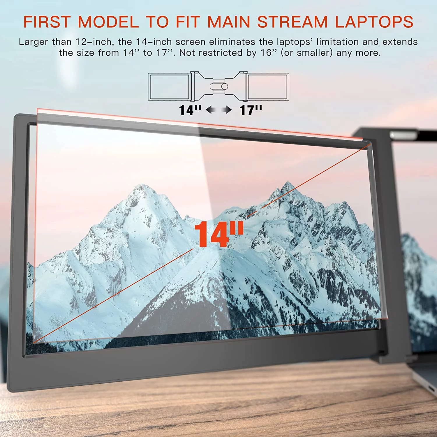 LIMINK Portable Triple Monitor Extender with 14inch Screen Used for 15-17inch Laptop Workstation Laptop Expansion Screen FHD 1080P Folding Screen IPS Tri-Screen Fits for Mac Windows No Driver Needed