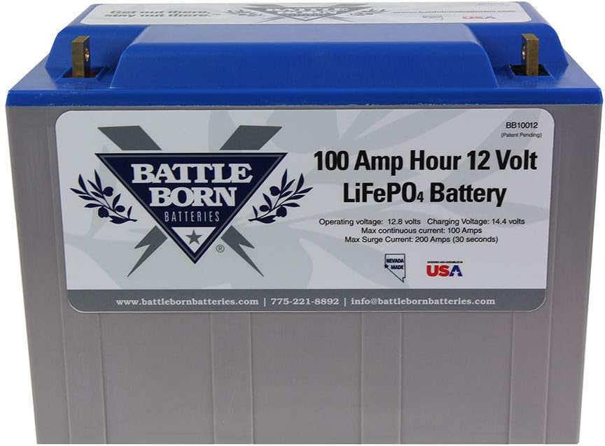 Battle Born Batteries LiFePO4 Deep Cycle Battery - 100Ah 12v with Built-In BMS - 3000-5000 Deep Cycle Rechargeable Battery - Perfect for RV/Camper, Marine, Overland/Van, and Off Grid Applications