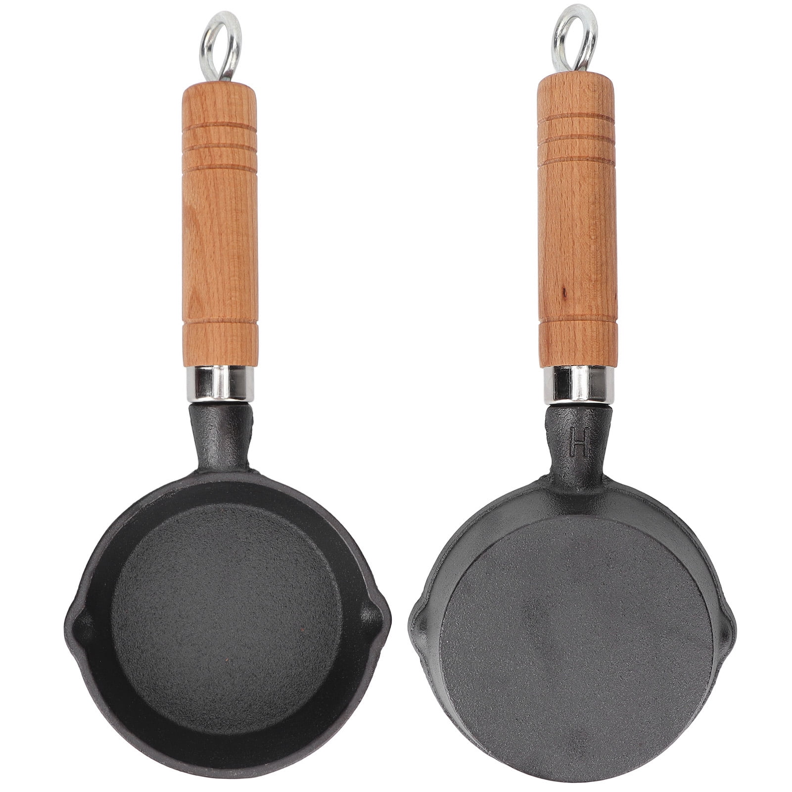10CM Casting Iron Pan with Wood Handle Egg Frying Pan Mini Flat Bottomed Pancake Pan Kitchen Utensils
