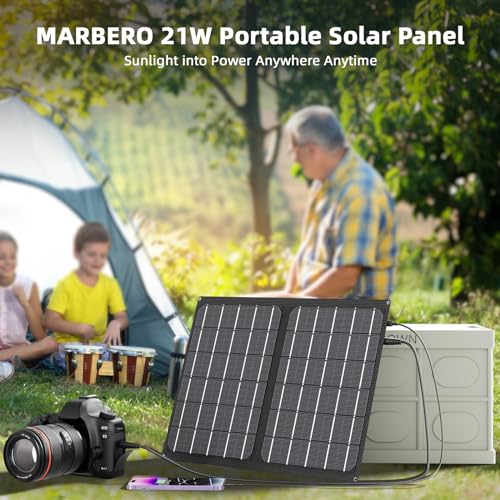 MARBERO 100W Portable Solar Panel, Foldable Solar Charger with Build-in Kickstand, Durable for Power Station, iPhone, Galaxy, Tablets, Outdoor Camping Travel, Off The Grid Living