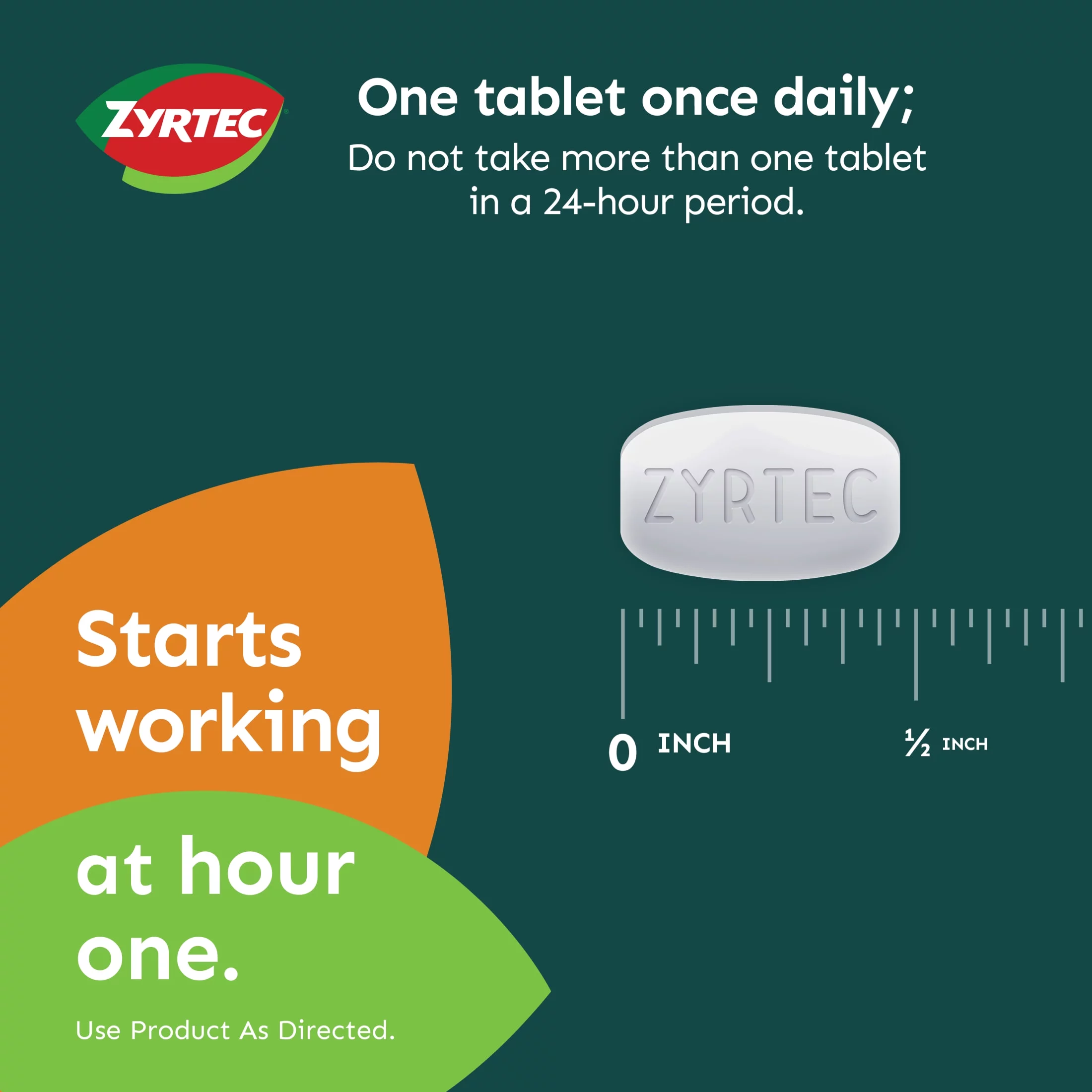 Zyrtec 24 Hour Allergy Relief Tablets with 10mg Cetirizine HCl, 120 ct