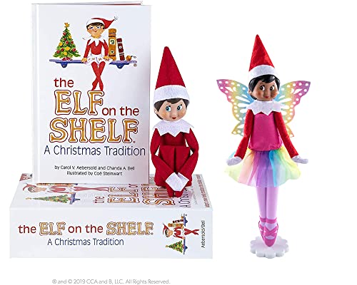 The Elf on The Shelf Scout Girl (Light Tone/Blue Eyed Girl) with Magifreez Rainbow Snow Pixie - Multi-Item Bundle