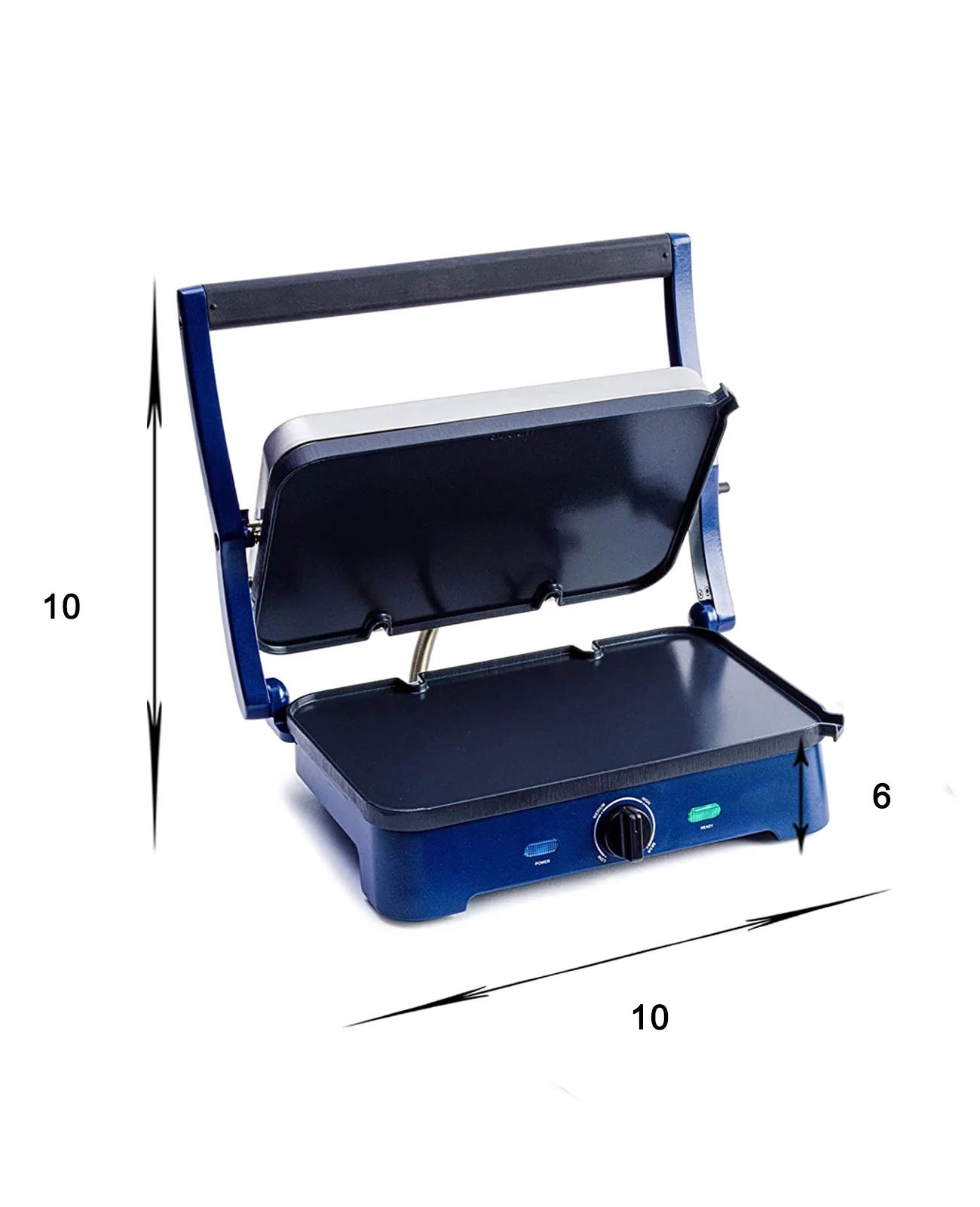 Ceramic Electric Griddle Nonstick - Contact Griddle with Waffle Plates (Blue)