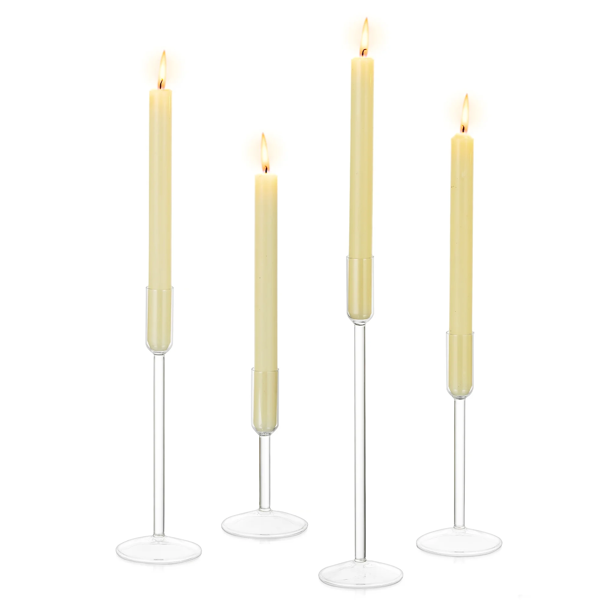 Sziqiqi Candlestick Holders Glass for Taper Decorative Candle Sticks Candle Holder Set of 4 for Christmas Events Party Wedding Reception Table Centerpiece Decorations