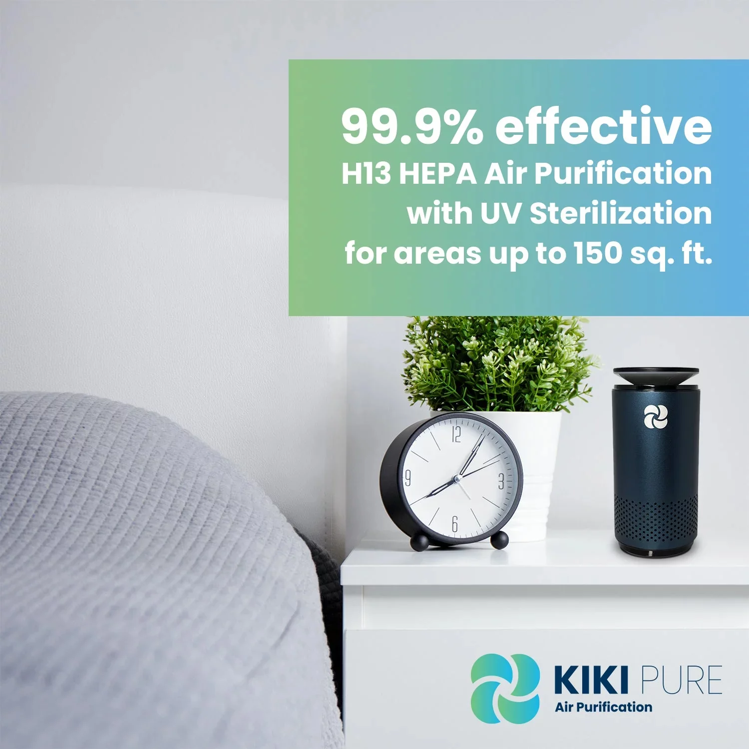 KIKI Pure A2 UV & 3 Stage H13 HEPA Air Purifier, Graphite Grey