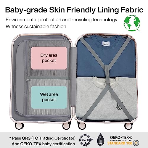 mixi Upgrade Carry on Luggage 14 Inch Underseat Personal Item Suitcases with Spinner Wheels, Hardside Rolling Suitcase PC with TSA Lock Lightweight Travel Case, Fine Grid Black