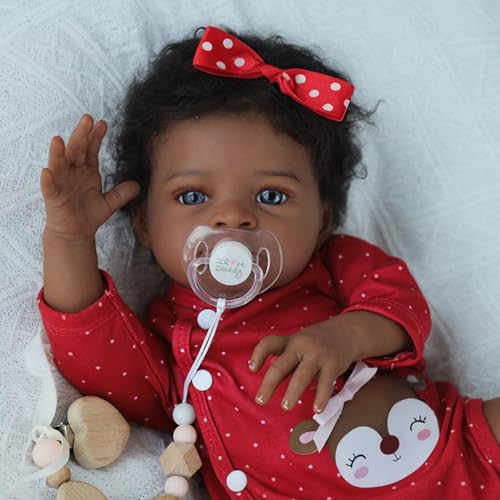 SCOM Reborn Baby Dolls Black Girl - 20 Inch African American Realistic Newborn Girl Doll, Lifelike Weighted Soft Body, Christmas Birthday Gift for Kids Age 3+