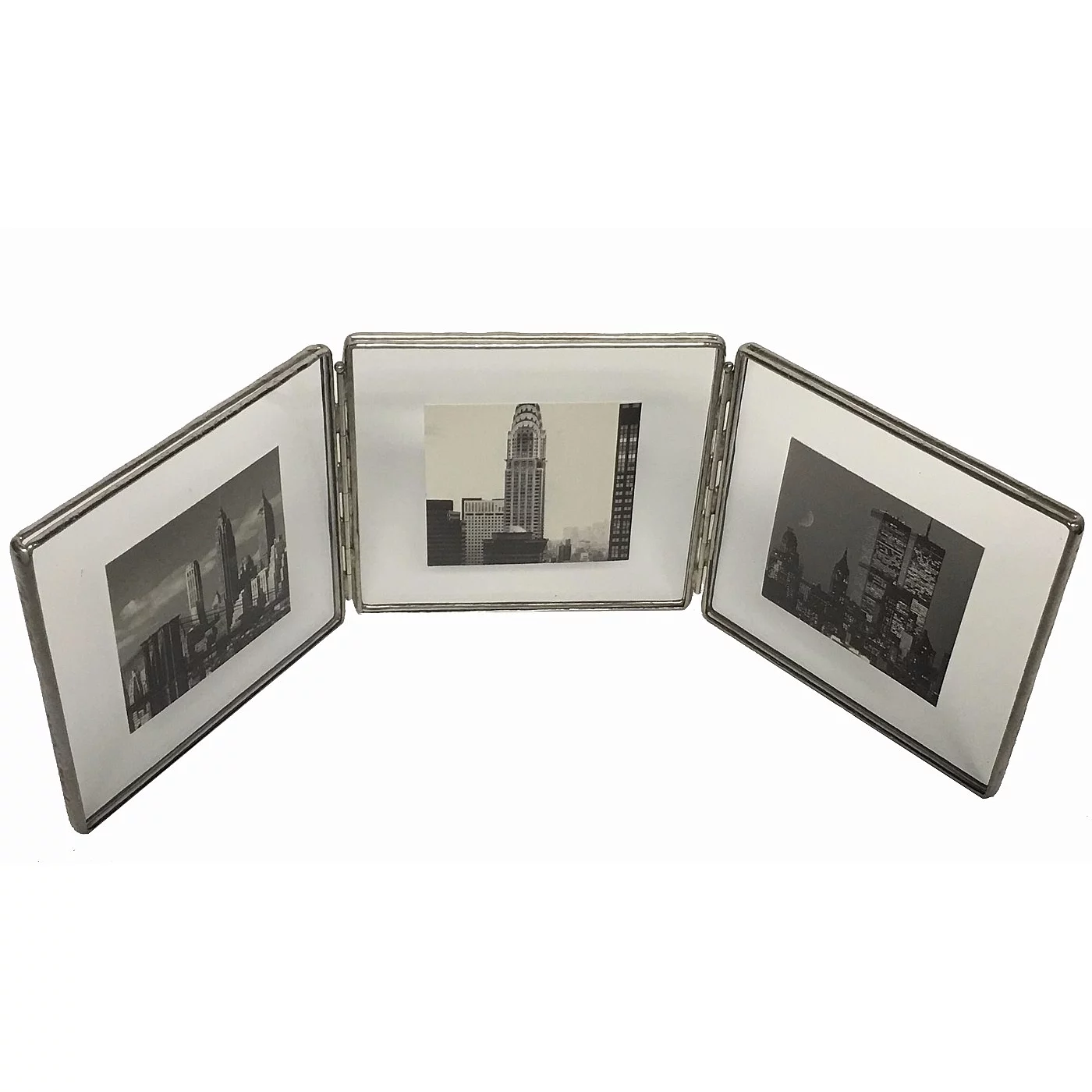 SILVER Clear-Glass Float Frame 7one-half inchx7one-half inch 6x6 Hinged Triple by Bedford Downing - 6x6