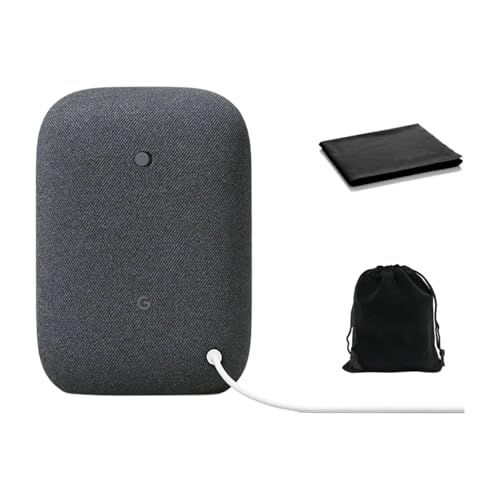 Google Audio Bluetooth Speaker - Wireless Music Streaming, Powerful Sound, Assistant Built-in, Wi-Fi and Bluetooth Connectivity, Smart Home Control, Stereo Pairing, Includes Pouch and Cloth