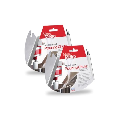 New Metro Design PC-10 Pouring Chute Compatible with KitchenAid Stand Mixer with Stainless Steel Bowl, Silver