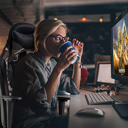 BestOffice Ergonomic Office, PC Gaming Desk Chair Executive PU Leather Computer Lumbar Support with Footrest Modern Task Rolling Swivel Chair for Women, Men(White)