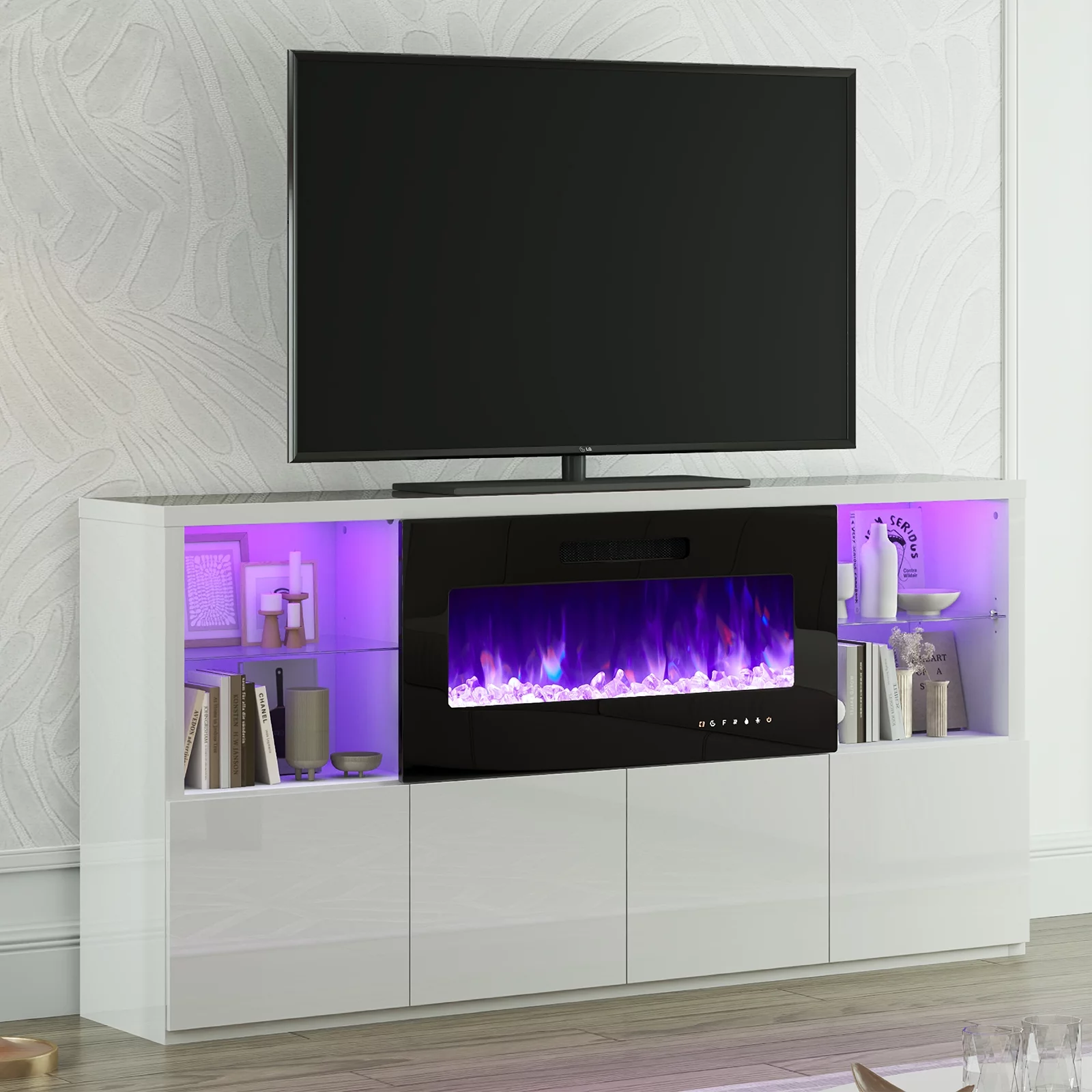 LUXOAK Electric Fireplace TV Stand for TVs up to 75