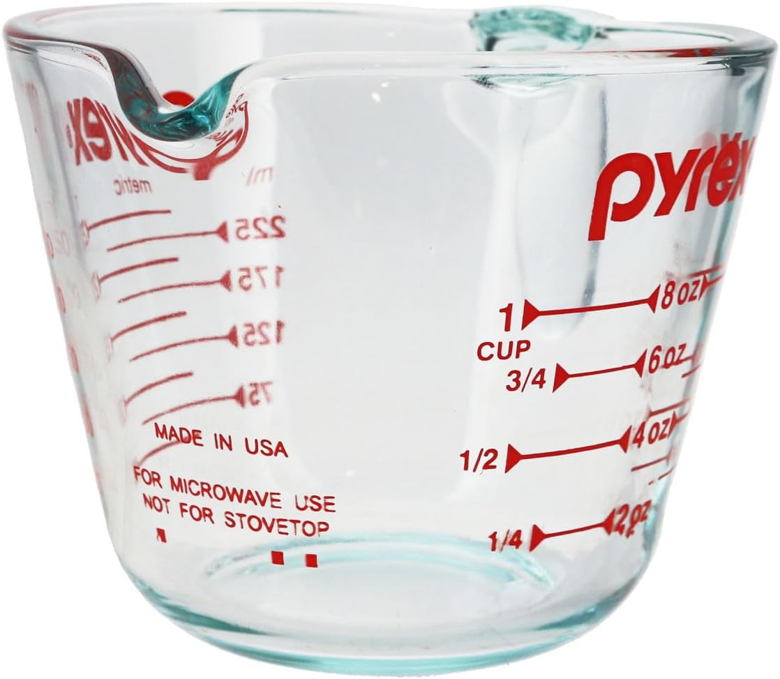 Pyrex Prepware 1-Cup Measuring Cup, Clear with Red Measurements