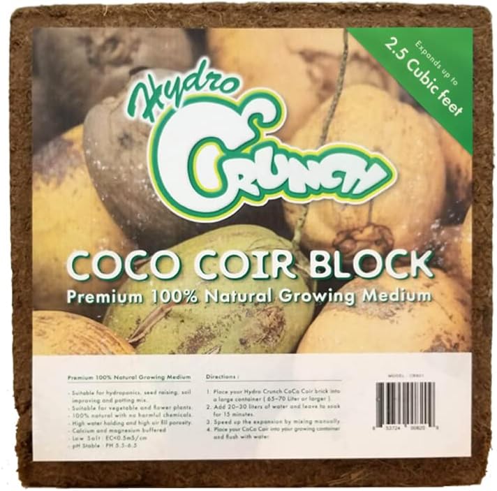 Hydro Crunch CB801-2PK Coco Coir Block 2.5 Cubic Ft Block (2-Pack), Brown