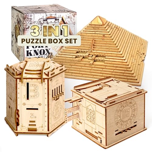 ESC WELT Magic Gifts Set - Brain Teaser Puzzles for Adults & Kids - Puzzle Box with Hidden Compartment - Easter Puzzle Boxes - Escape Room in a Box - Wooden Puzzle Boxes - Puzzle Games