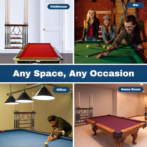 Flintar Wall Mount Cue Rack, Billiard Pool Cue Stick holder, Premium Quality Made in TAIWAN, Solid Hardwood, Cue Rack Only