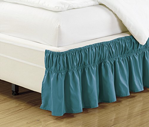 Mk Collection Wrap Around Style Easy Fit Elastic Bed Ruffles Bed-Skirt Queen-King Solid Grey New