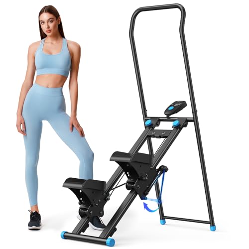 MERACH Stair Stepper for Home Gym Exercise, New Version Vertical Climber Machine for Full-Body Workout, Compact Folding Cardio Exercise Climber with Extended Step Range, Adjustable Handlebar & Pedals