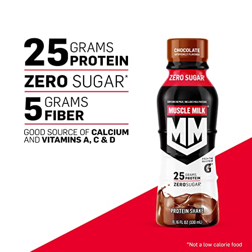 Muscle Milk Genuine Protein Shake, Vanilla Creme, 11.16 Fl Oz Bottle & Pro Advanced Nutrition Protein Shake, Knockout Chocolate