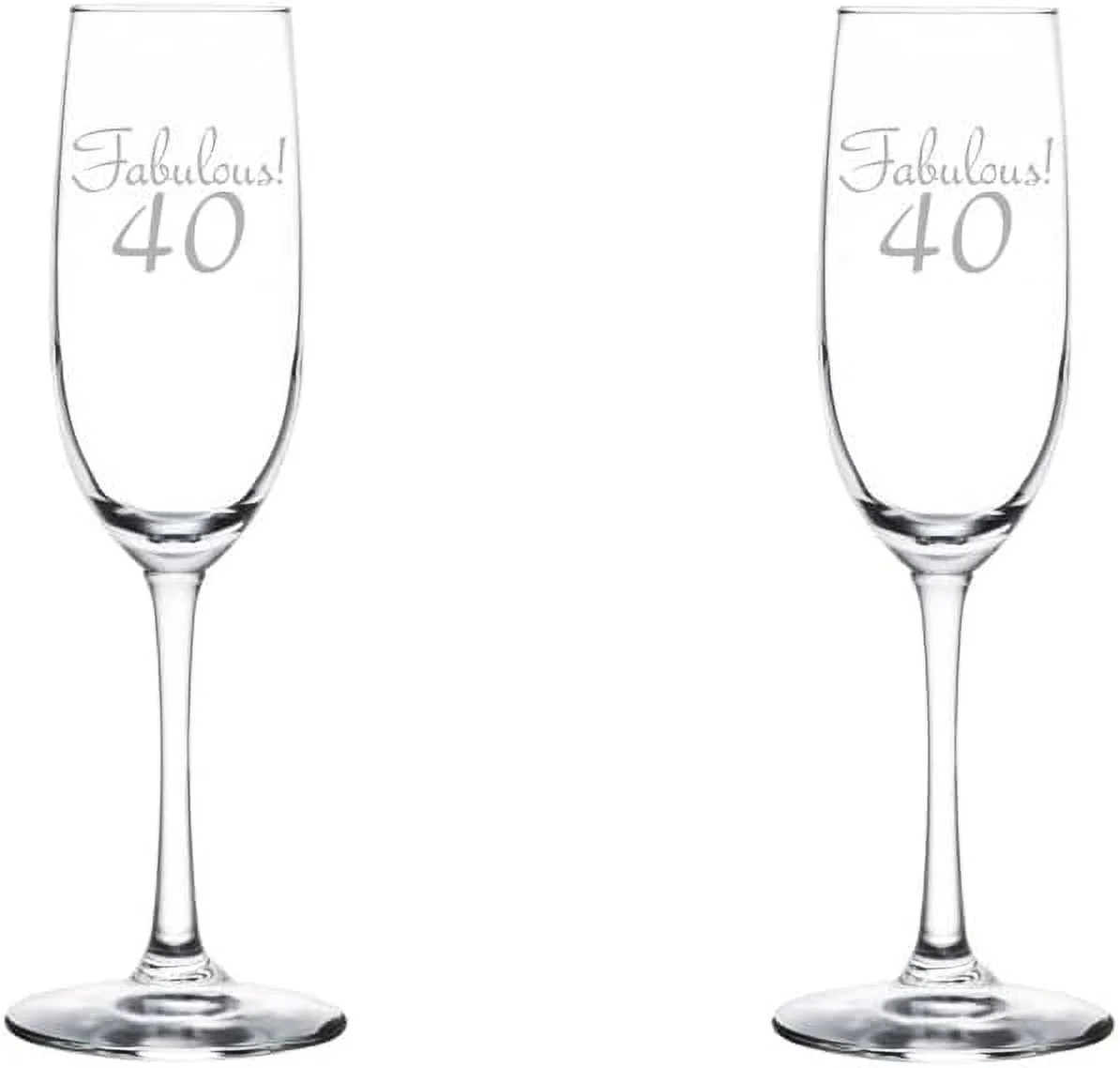 Set Of 2 Glass Champagne Flutes Sparkling Wine Glasses Fabulous 40 40Th Birthday (8 Oz Stemmed)