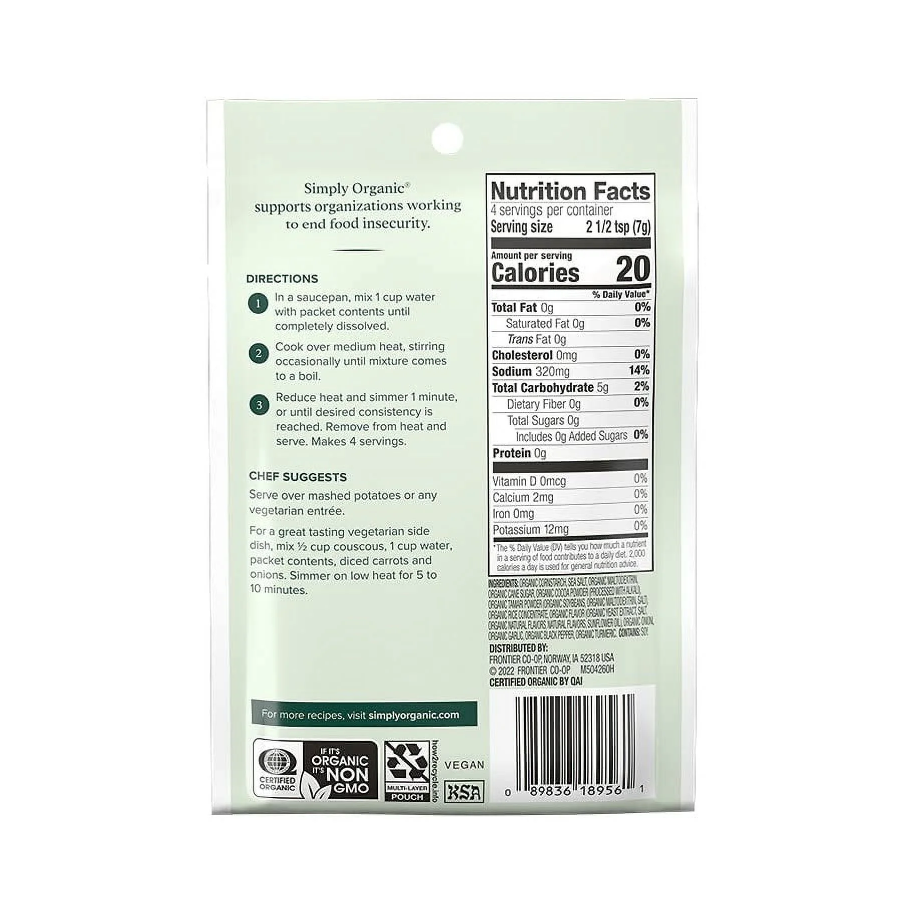 Simply Organic Vegetarian Brown Gravy Mix, Certified Organic, Vegetarian, Gluten-Free | 1 oz | Pack of 12