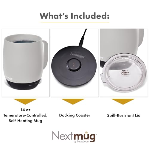 Nextmug - Temperature-Controlled, Self-Heating Coffee Mug (Black - 14 oz.)