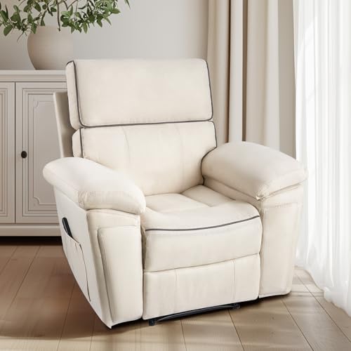 Jocisland Oversized Power Lift Recliner Chairs for Adults, Electric Lazy Boy Recliners for Elderly with Side Pocket, Large Lay Flat Reclining Sofa for Living Room Bedroom, Beige