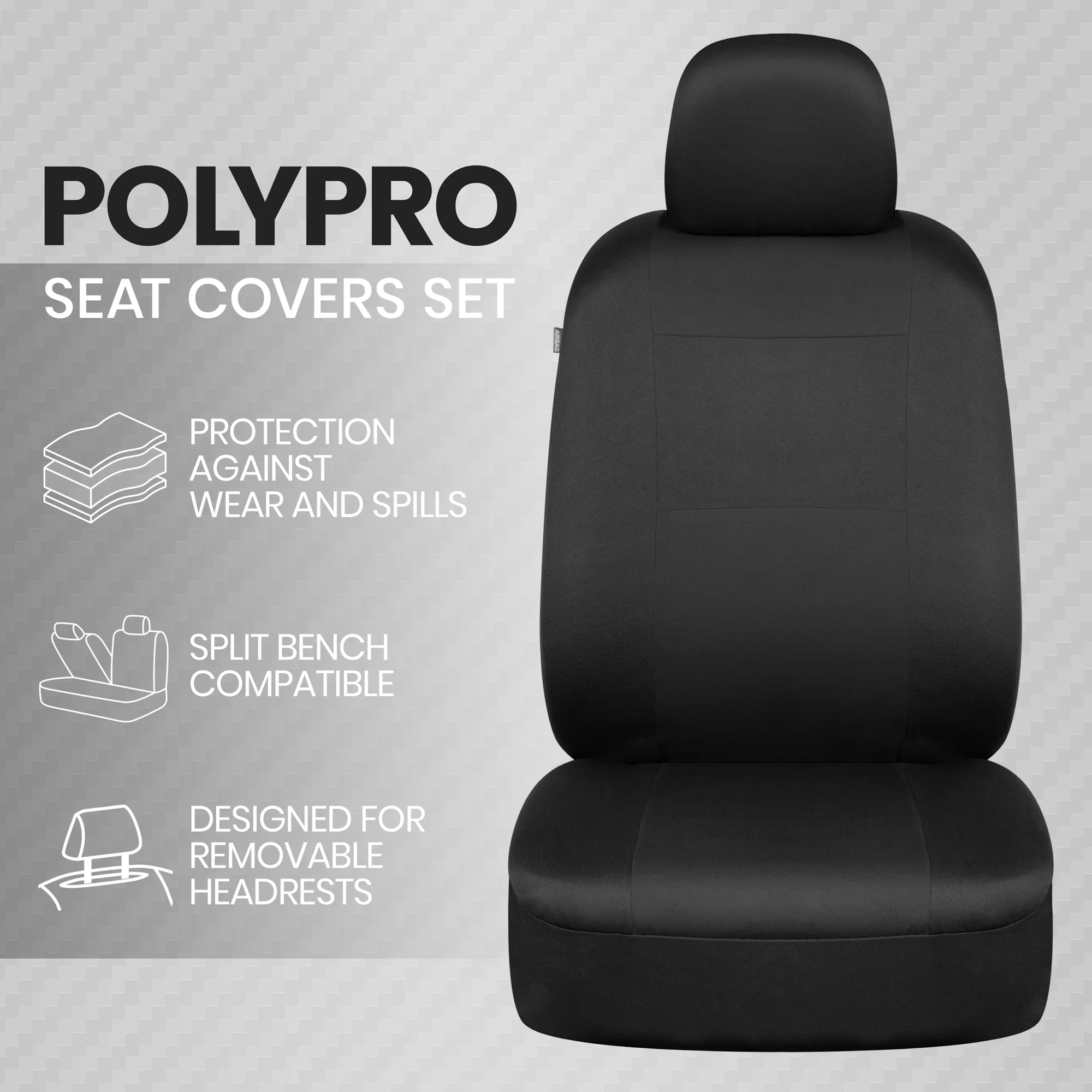 BDK PolyPro Car Seat Covers Front Set in Black – 2 Front Seat Covers for Cars, Easy to Install Car Seat Cover Set, Car Accessories for Auto Trucks Van SUV