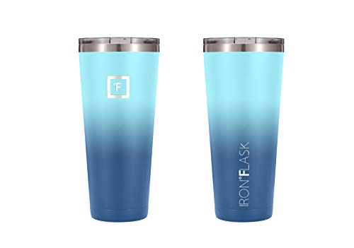 IRON °FLASK Classic Tumbler - Vacuum Insulated Stainless Steel Water Bottle, Double Walled, Drinking Cup, Insulated Travel Mug (Cotton Candy, 24 oz Solid Lid)