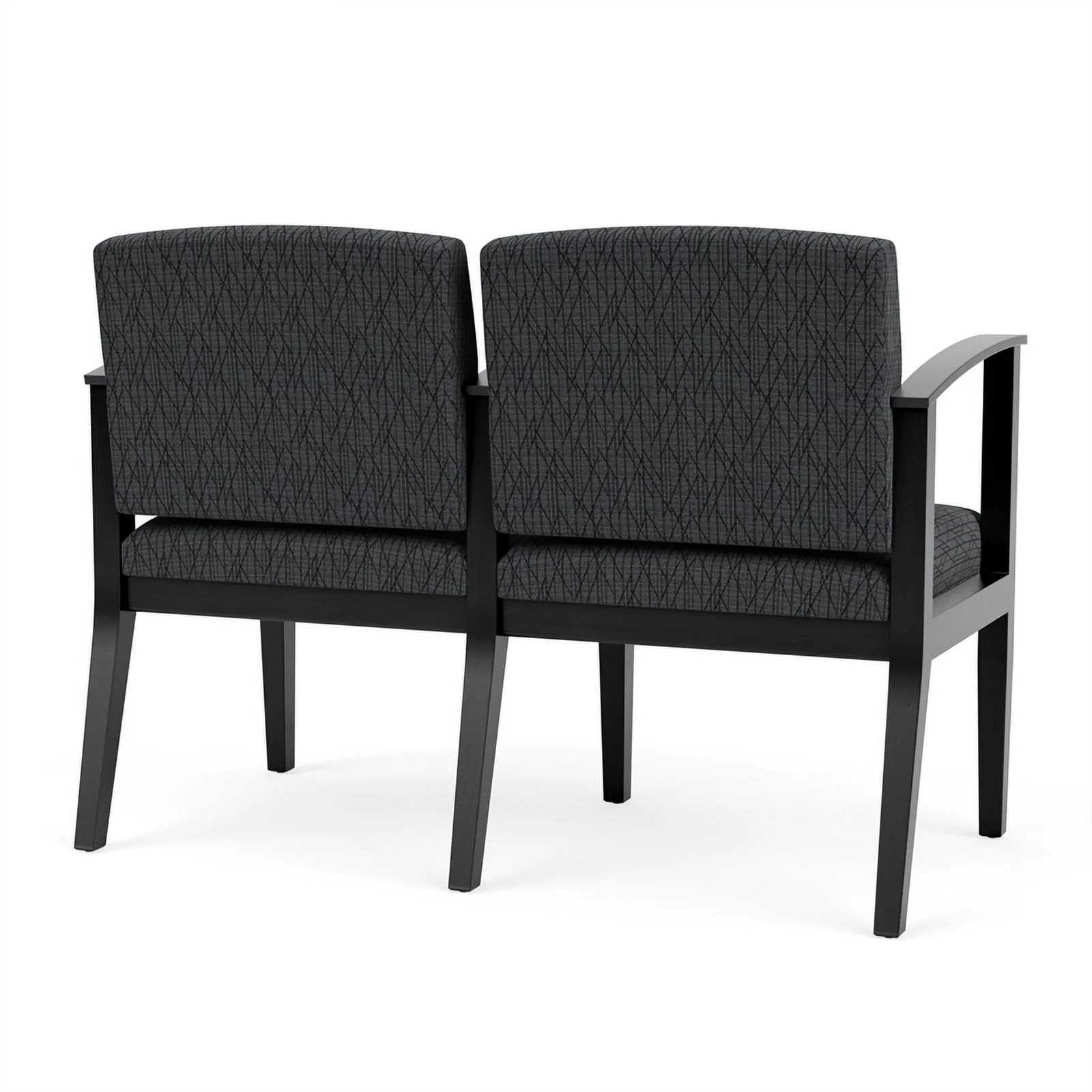 Lesro Amherst Wood Reception 2 Seat Tandem Seating in Black/Adler Black