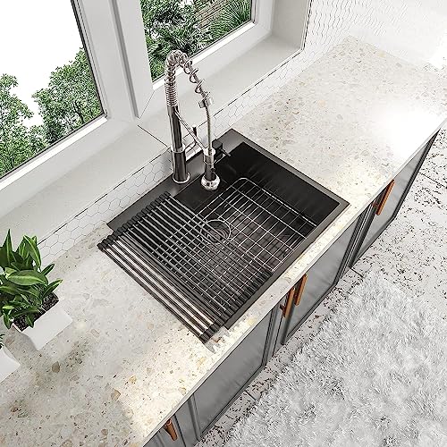 25 Inch Utility Laundry Sink Drop In 16 Gauge Stainless Steel Single Bowl Laundry Room Sink Laundry & Utility Room Kitchen Sinks 25