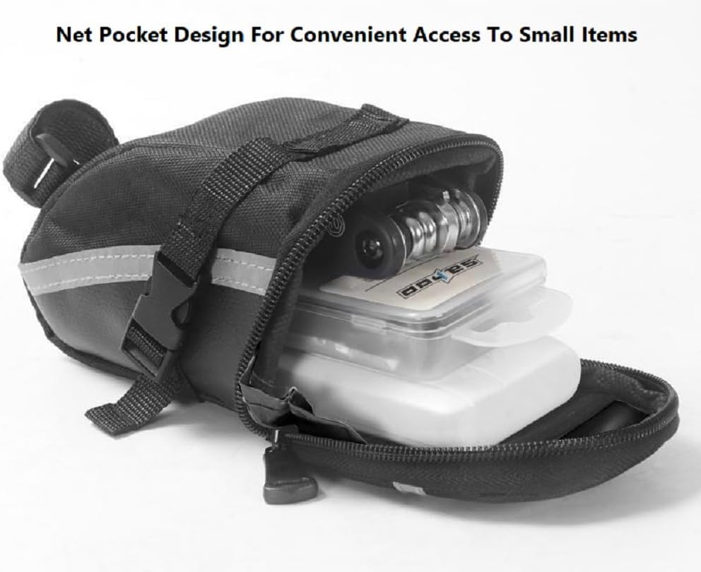 Bike Saddle Seat Bag – 1.2L Bicycle Saddle Bag Keep Bike Accessories – Water Proof Bike Under Seat Pack for Essentials – Quick Release Bike Pouch – Reflective Stripes for Mountain Road Bikes