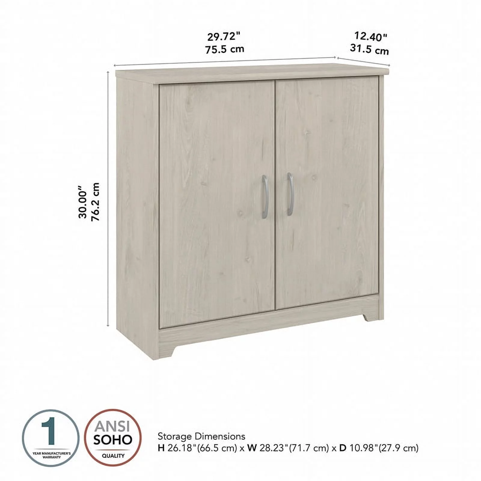 Bowery Hill Small Entryway Cabinet in Linen White Oak - Engineered Wood