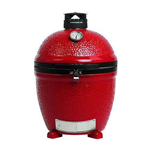 Kamado Joe Classic Joe Series II 18-inch Ceramic Charcoal Grill and Smoker with Cart, Side Shelves, Stainless Steel Grates and 250 Cooking Square Inches in Red, Model KJ-23RHC