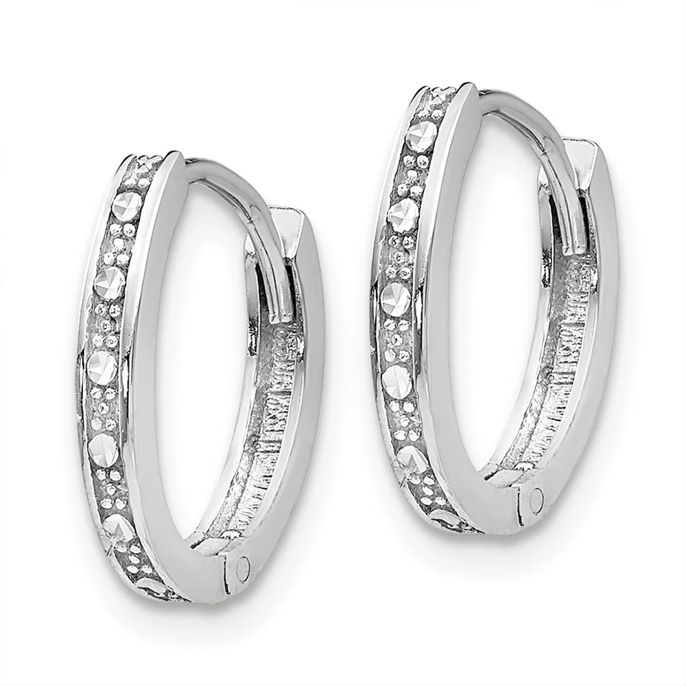Primal Gold 14 Karat White Gold Diamond-cut Hinged Hoop Earrings
