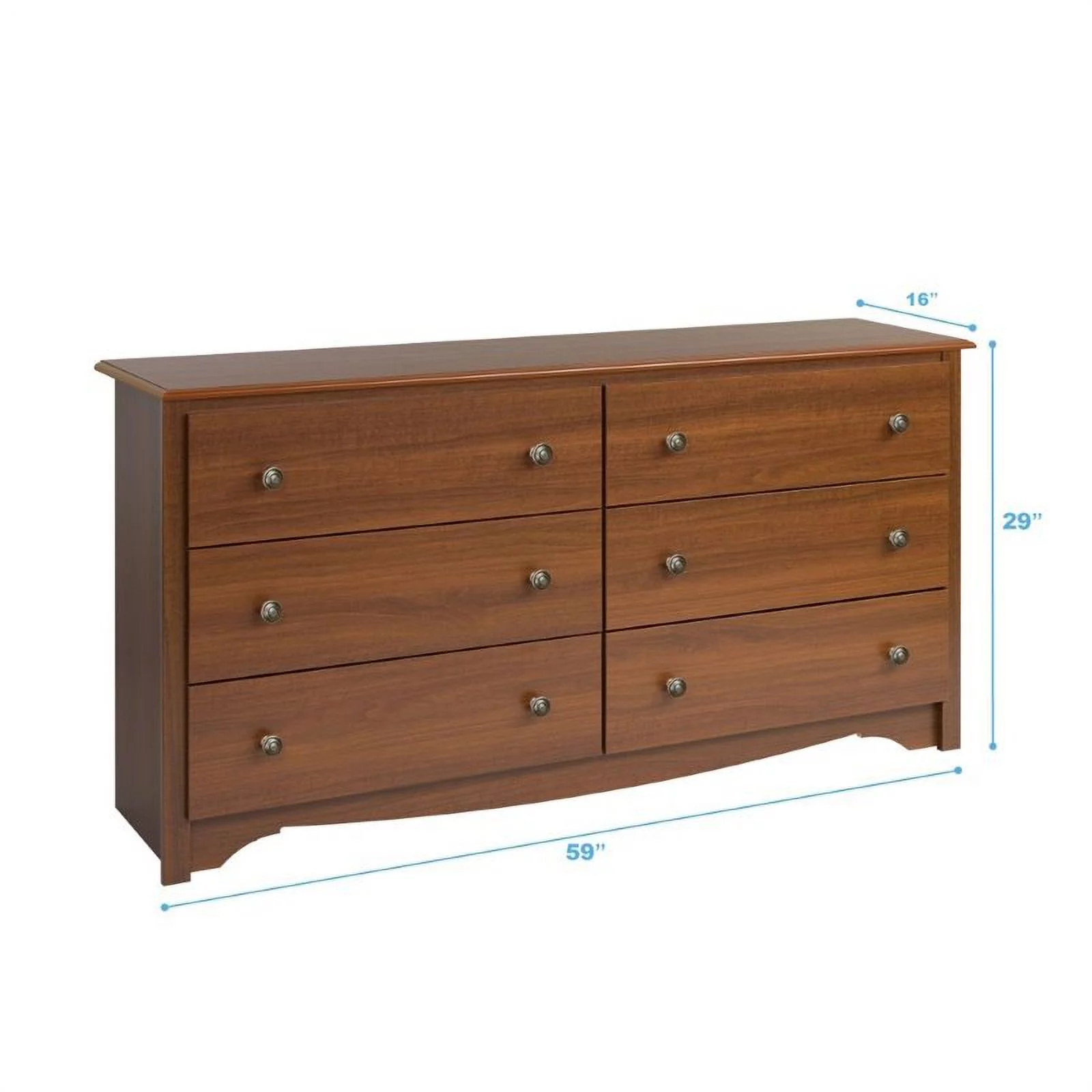 Prepac Monterey Cherry 6 Drawer Double Dresser