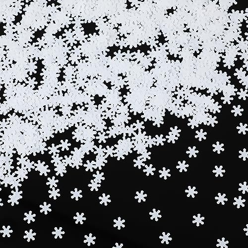Christmas Snowflake Confetti Decoration 6 mm Snowflake Glitter Sequins Holiday Confetti for Christmas Tree DIY Craft Birthday Wedding Birthday Baby Shower Winter Party (200g, Silver)