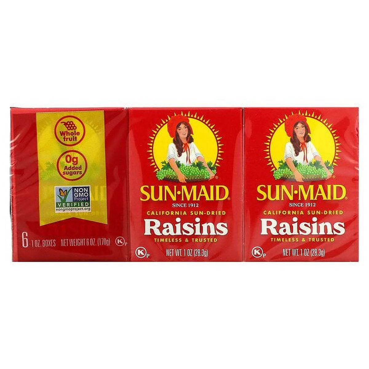 Sun-Maid, California Sun-Dried Raisins, 6 Boxes, 1 oz (28.3 g) Each Pack of 4