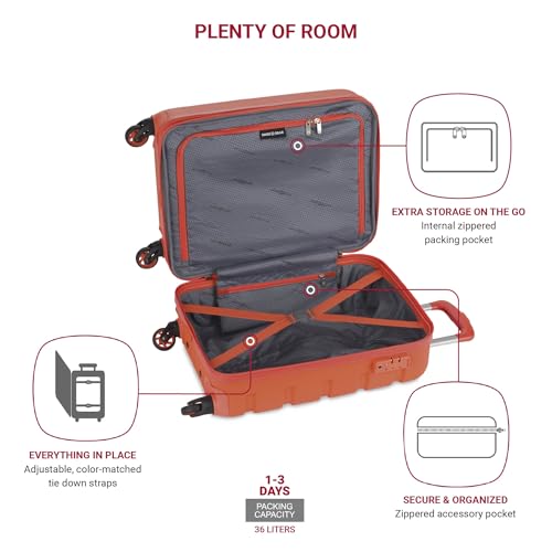 SwissGear 7366 Hardside Expandable Luggage with Spinner Wheels, White, Carry-On 19-Inch