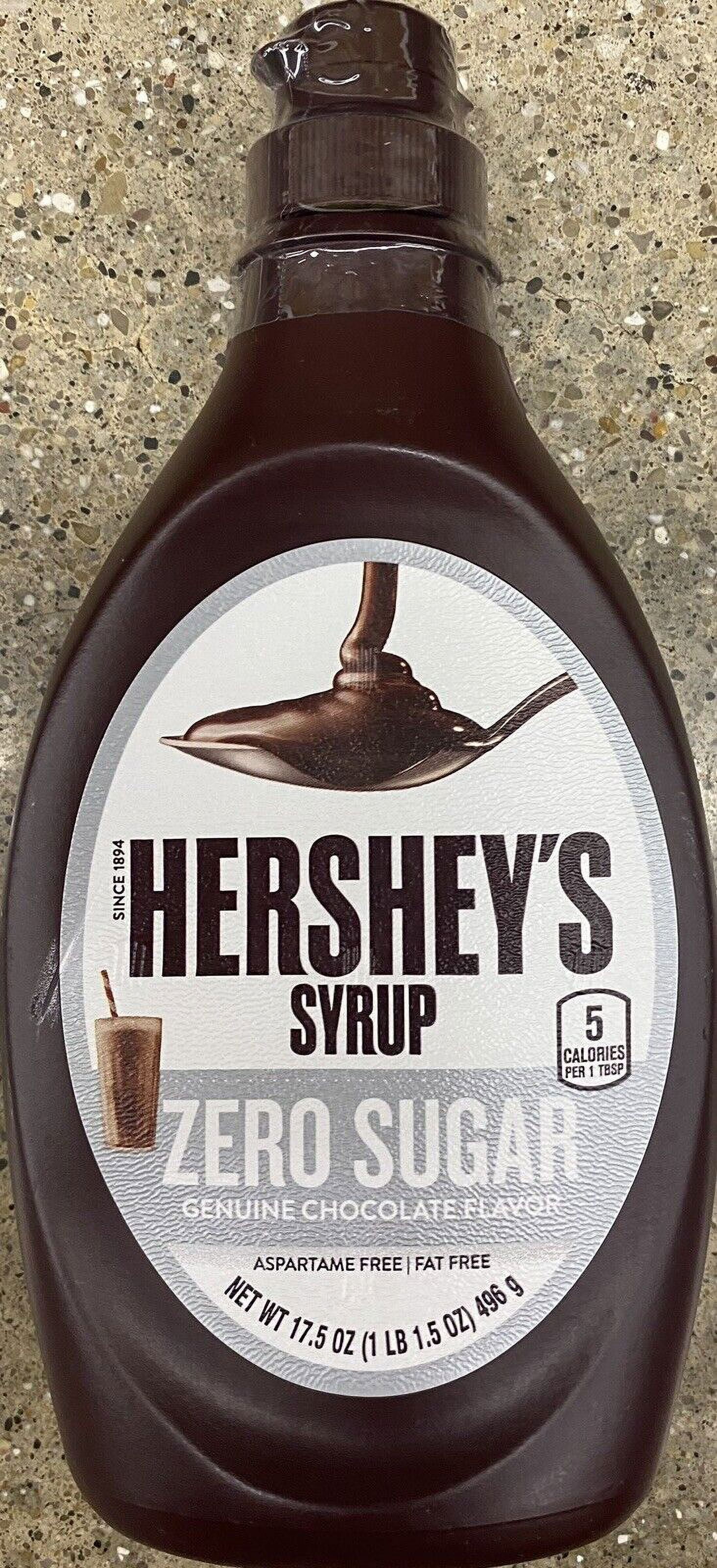 Hershey's Genuine CHOCOLATE Flavor Syrup ZERO SUGAR 17.5 Oz Bottle - FATE FREE