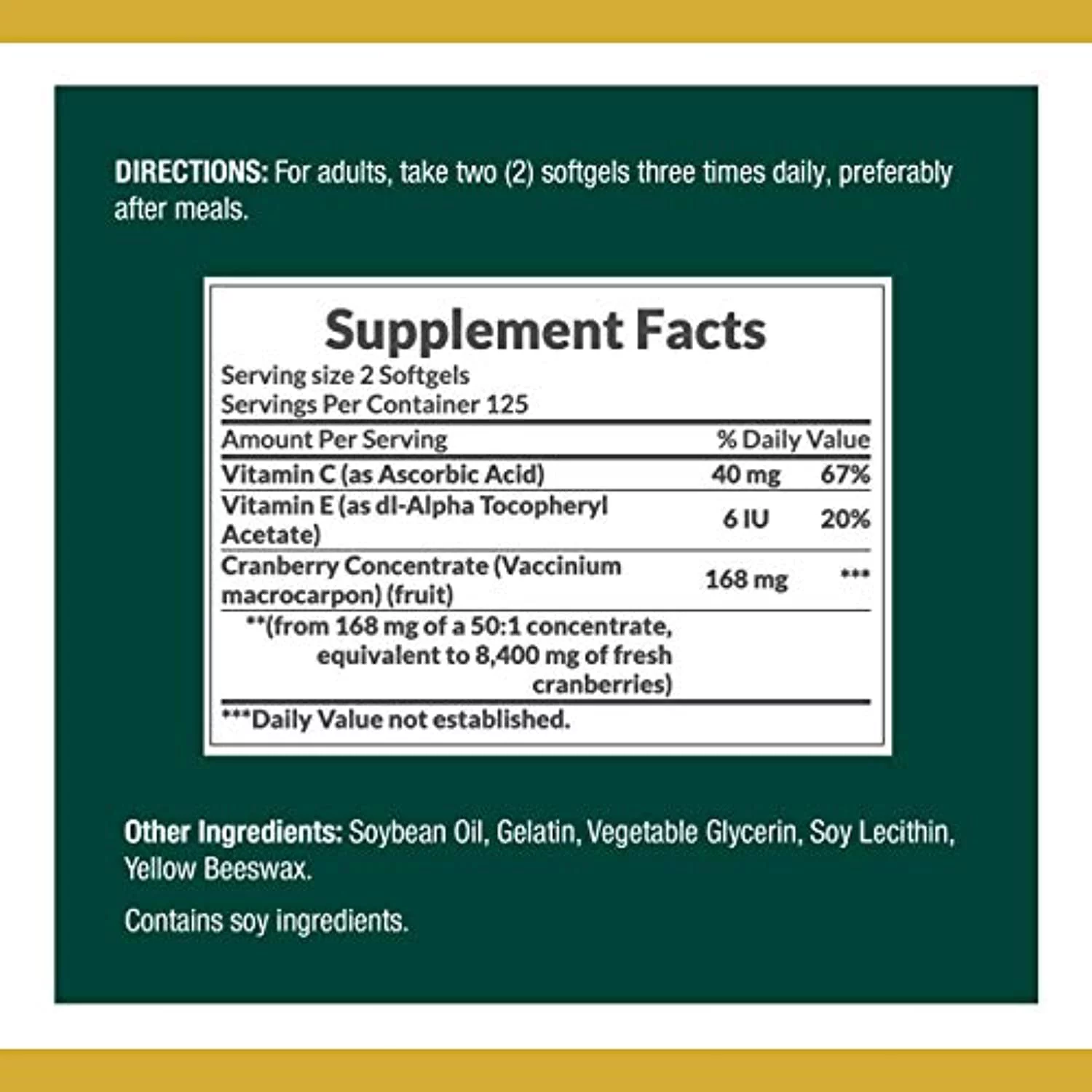 Cranberry Pills W/ Vitamin C By Natures Bounty, Supports Urinary & Immune Health, 4200Mg Cranberry Supplement, 250 Softgels