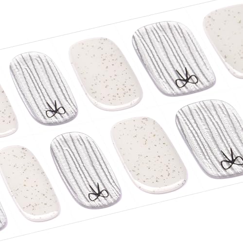 DANNI & TONI Semi Cured Gel Nail Strips Christmas Santa Claus Snowflakes Cat Eye Gel Nail Wraps 28 Stickers | Mistletoe Meow